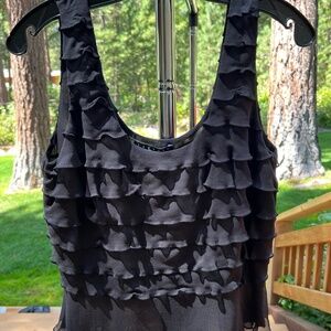 Laundry by Shelli Segal cropped silk ruffle shirt.
